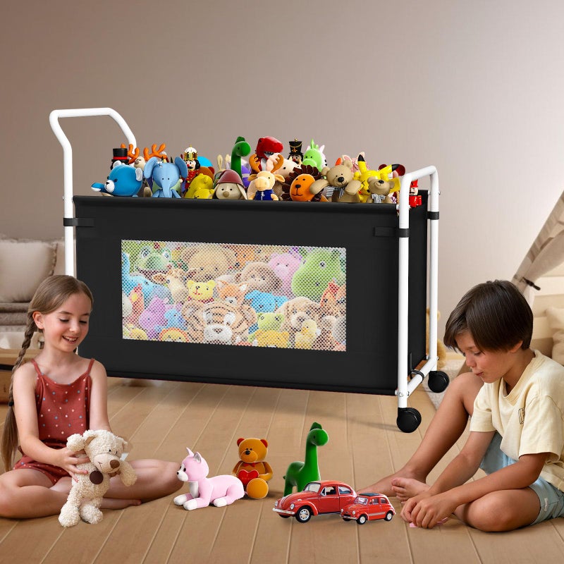 KEEGH Extra Large Toy Box for Kids with 360Â° Rotating Wheels, Heavy Duty Toy Chest for Boys and Girls, Toy Storage Organizer for Kids, Toy Bins for Living Room, Nursery, Bedroom(Black) - Image 2