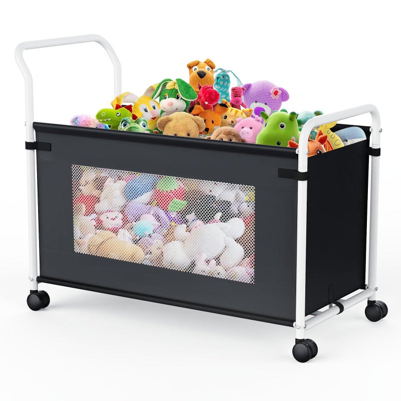 KEEGH Extra Large Toy Box for Kids with 360Â° Rotating Wheels, Heavy Duty Toy Chest for Boys and Girls, Toy Storage Organizer for Kids, Toy Bins for Living Room, Nursery, Bedroom(Black) - Image 1