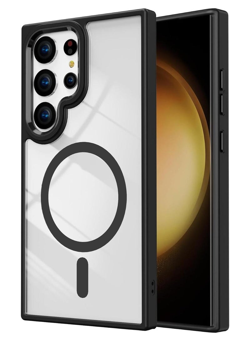 أكاليكس جراب مغناطيسي لهاتف Samsung S24 Ultra، متوافق مع MagSafe، غطاء فاخر مطلي، جراب هاتف شفاف ناعم من مادة TPU مقاوم للصدمات، متوافق مع Samsung S24 Ultra (أسود) - Image 1