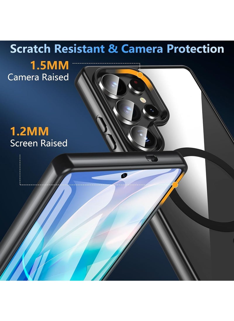 Denx - Magnetic Case for Samsung S24 Ultra, Compatible with MagSafe, Plating Luxury Cover, Clear Soft TPU Shockproof Protective Phone Case, Compatible with Samsung S24 Ultra (Black) - Image 1
