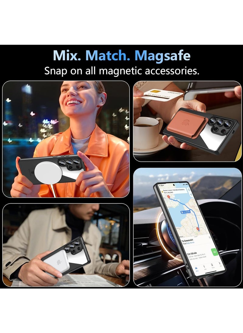 Denx - Magnetic Case for Samsung S24 Ultra, Compatible with MagSafe, Plating Luxury Cover, Clear Soft TPU Shockproof Protective Phone Case, Compatible with Samsung S24 Ultra (Black) - Image 1