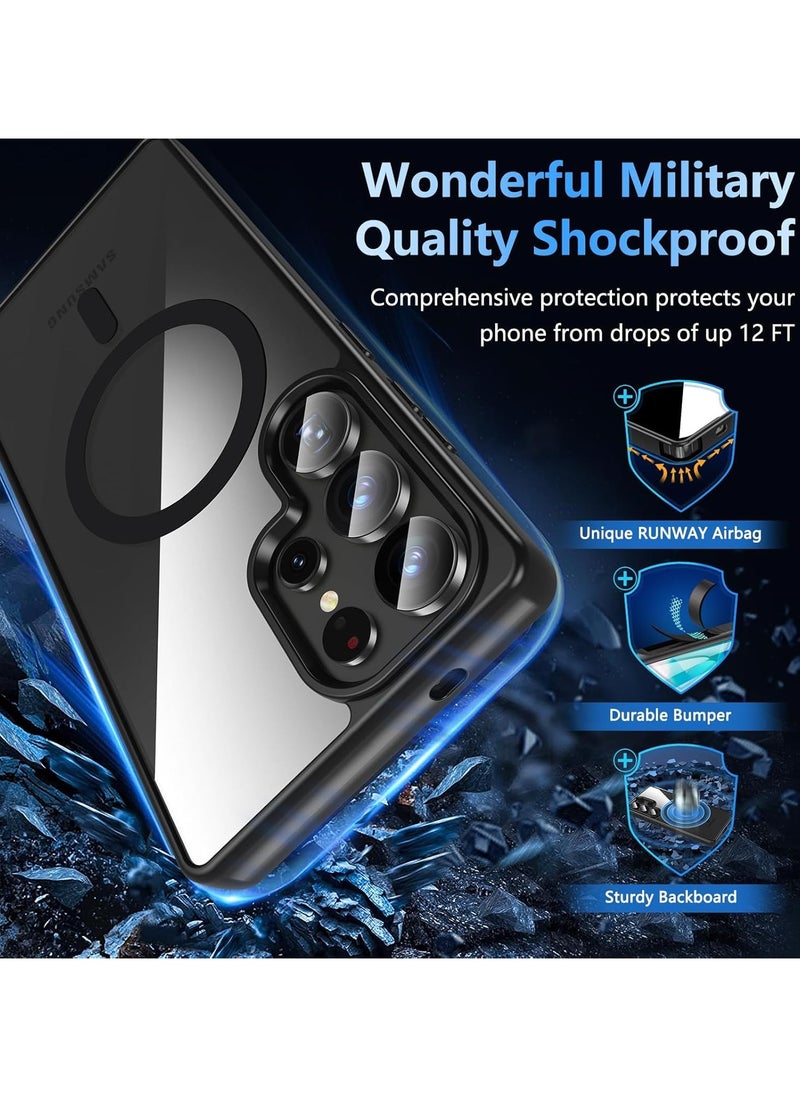 Denx - Magnetic Case for Samsung S24 Ultra, Compatible with MagSafe, Plating Luxury Cover, Clear Soft TPU Shockproof Protective Phone Case, Compatible with Samsung S24 Ultra (Black) - Image 1