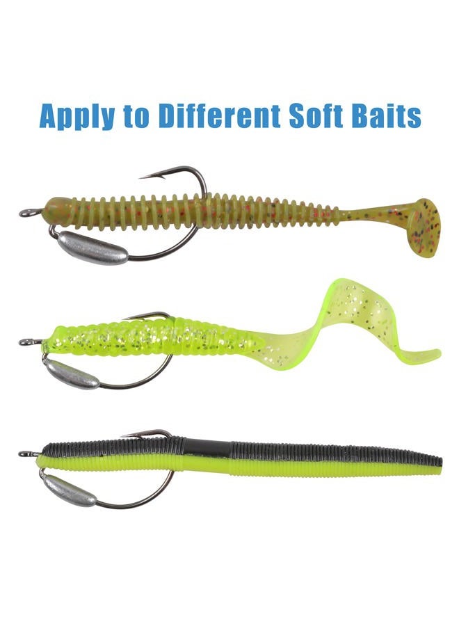 SILANON Weighted Swimbait Hooks,20pcs Soft Plastics Worm Weighted Hooks Bass Fishing Worm Hooks Offset Extra Wide Gap Hooks Weedless Jig Hooks for Freshwater Saltwater - Image 4