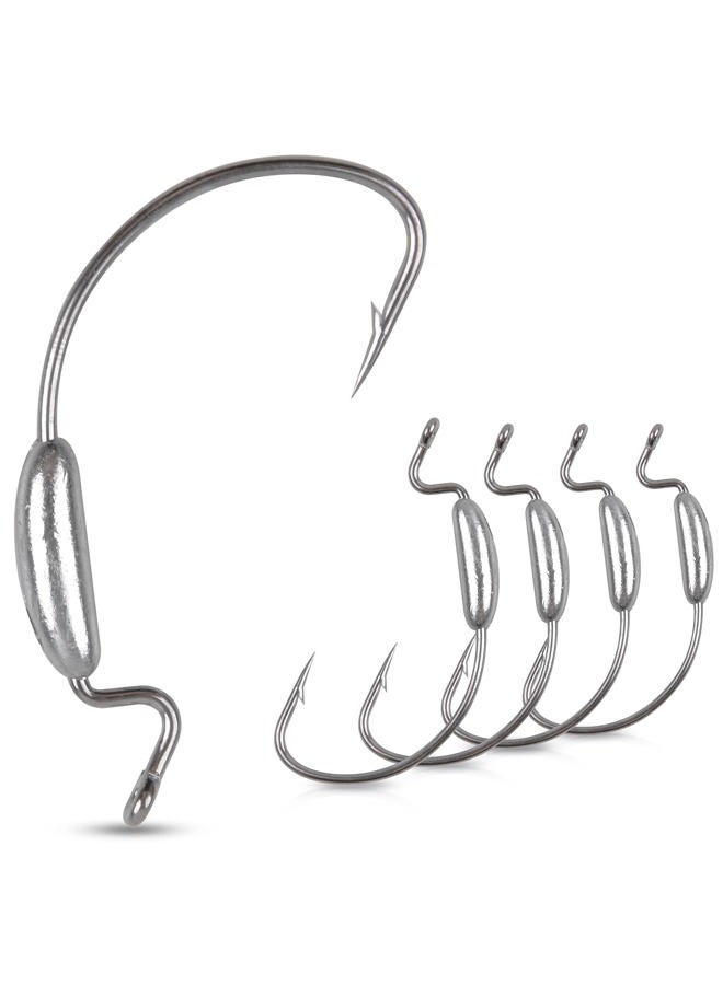 SILANON Weighted Swimbait Hooks,20pcs Soft Plastics Worm Weighted Hooks Bass Fishing Worm Hooks Offset Extra Wide Gap Hooks Weedless Jig Hooks for Freshwater Saltwater - Image 1