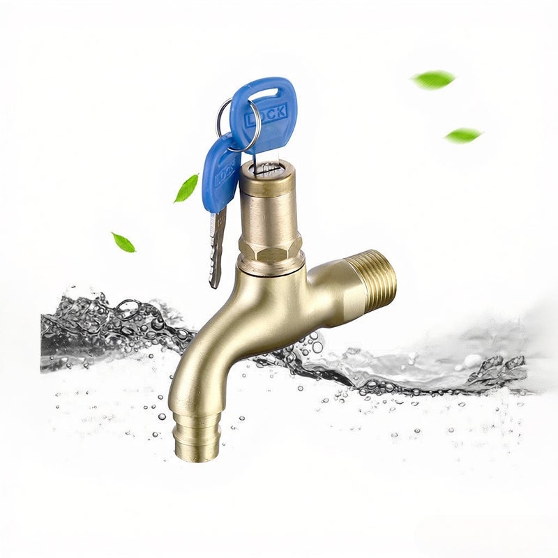 Manufacturers wholesale direct sales of copper belt lock pointed Tsui faucet anti-theft faucet 4 points with key small faucet Copper electroplating body copper lock - Image 4