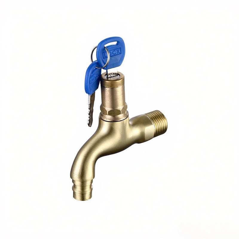 Manufacturers wholesale direct sales of copper belt lock pointed Tsui faucet anti-theft faucet 4 points with key small faucet Copper electroplating body copper lock - Image 5