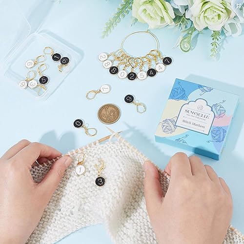 SUNNYCLUE 1 Box 20Pcs Number 1~9 Stitch Markers Charms Crochet Enamel Cute Removable Clip on Leverback Clasp Charm Locking Metal Knitting Markers for Weaving Sewing Knit Quilting DIY Zipper Pull - Image 3