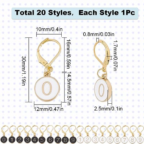 SUNNYCLUE 1 Box 20Pcs Number 1~9 Stitch Markers Charms Crochet Enamel Cute Removable Clip on Leverback Clasp Charm Locking Metal Knitting Markers for Weaving Sewing Knit Quilting DIY Zipper Pull - Image 2