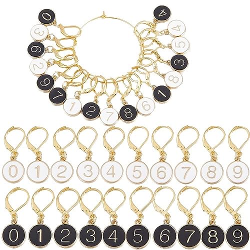 SUNNYCLUE 1 Box 20Pcs Number 1~9 Stitch Markers Charms Crochet Enamel Cute Removable Clip on Leverback Clasp Charm Locking Metal Knitting Markers for Weaving Sewing Knit Quilting DIY Zipper Pull - Image 1