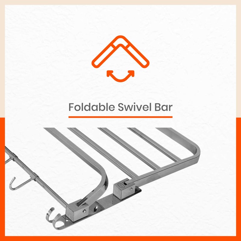 Bathla Aquila by Bathla - Dorado Double Folding Stainless Steel Towel Rack/Holder/Stand for Home | Wall Mountable | Corrosion Resistant (24 inches) - Image 5