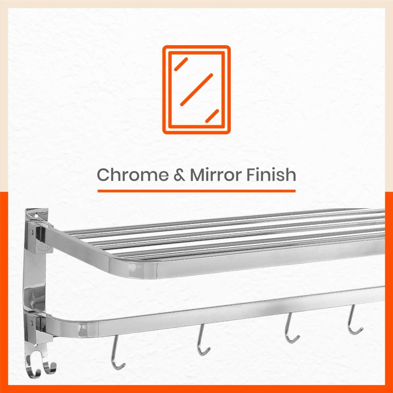 Bathla Aquila by Bathla - Dorado Double Folding Stainless Steel Towel Rack/Holder/Stand for Home | Wall Mountable | Corrosion Resistant (24 inches) - Image 3