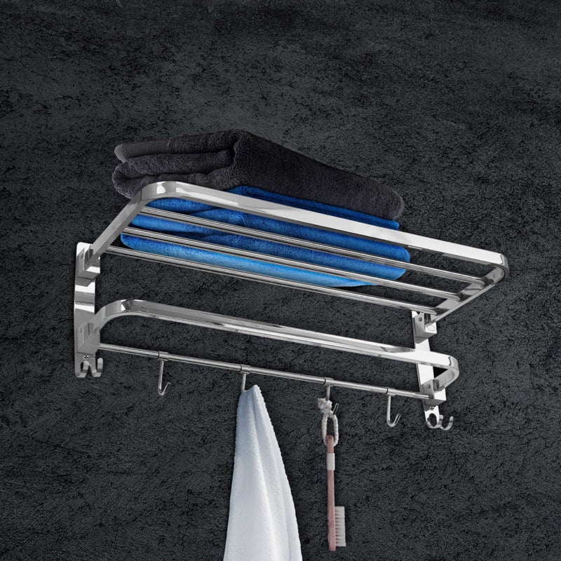 Bathla Aquila by Bathla - Dorado Double Folding Stainless Steel Towel Rack/Holder/Stand for Home | Wall Mountable | Corrosion Resistant (24 inches) - Image 1