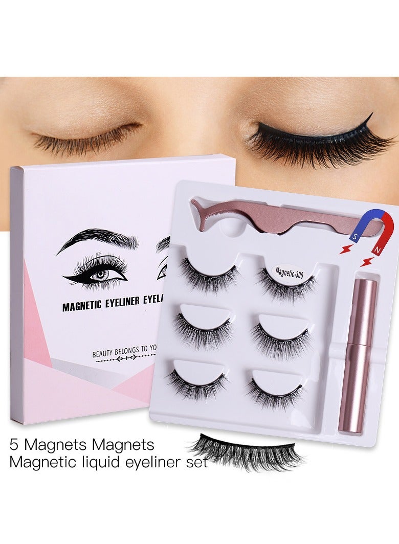 LashesMD Magnetic Eyelashes with Eyeliner Kit 3 Pairs Natural Look Reusable False Magnetic Eyelashes - Image 1