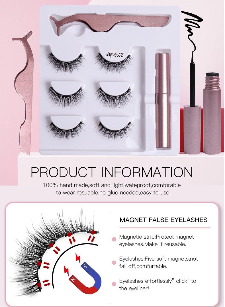 LashesMD Magnetic Eyelashes with Eyeliner Kit 3 Pairs Natural Look Reusable False Magnetic Eyelashes - Image 5