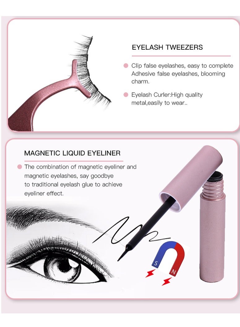 LashesMD Magnetic Eyelashes with Eyeliner Kit 3 Pairs Natural Look Reusable False Magnetic Eyelashes - Image 2