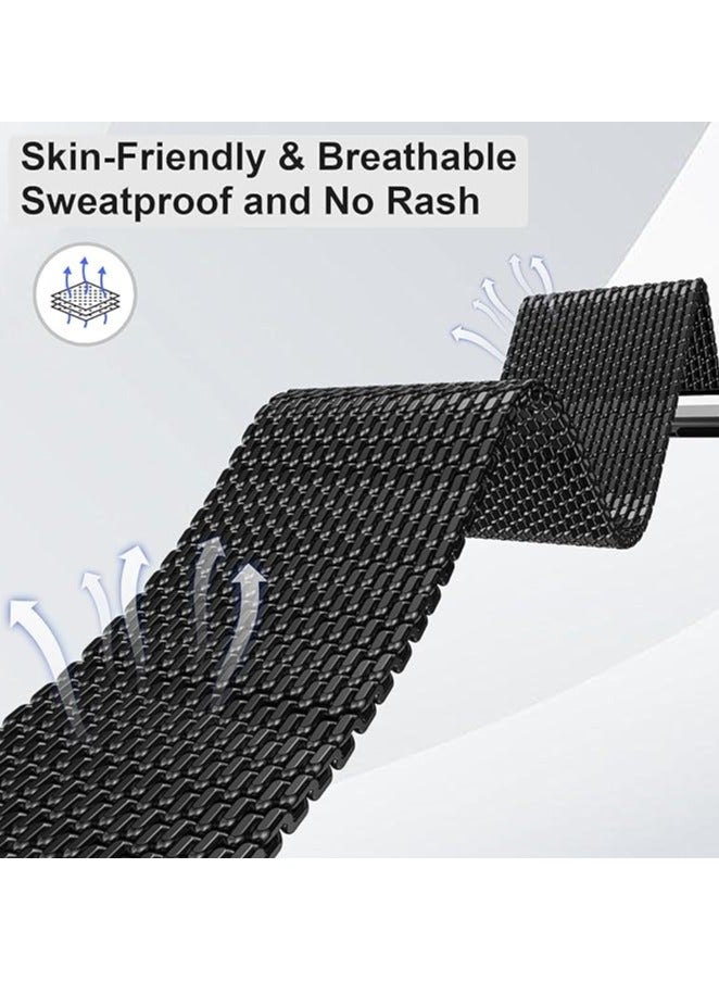 Milanese Mesh Loop Compatible with Apple Watch Band Ultra 2/Ultra 49mm 46mm 45mm 44mm Men Women, Designer Parachute-Style Metal Buckle Adjustable Strap for iWatch SE Series 10/9/8/7/6/5/4  - Image 2