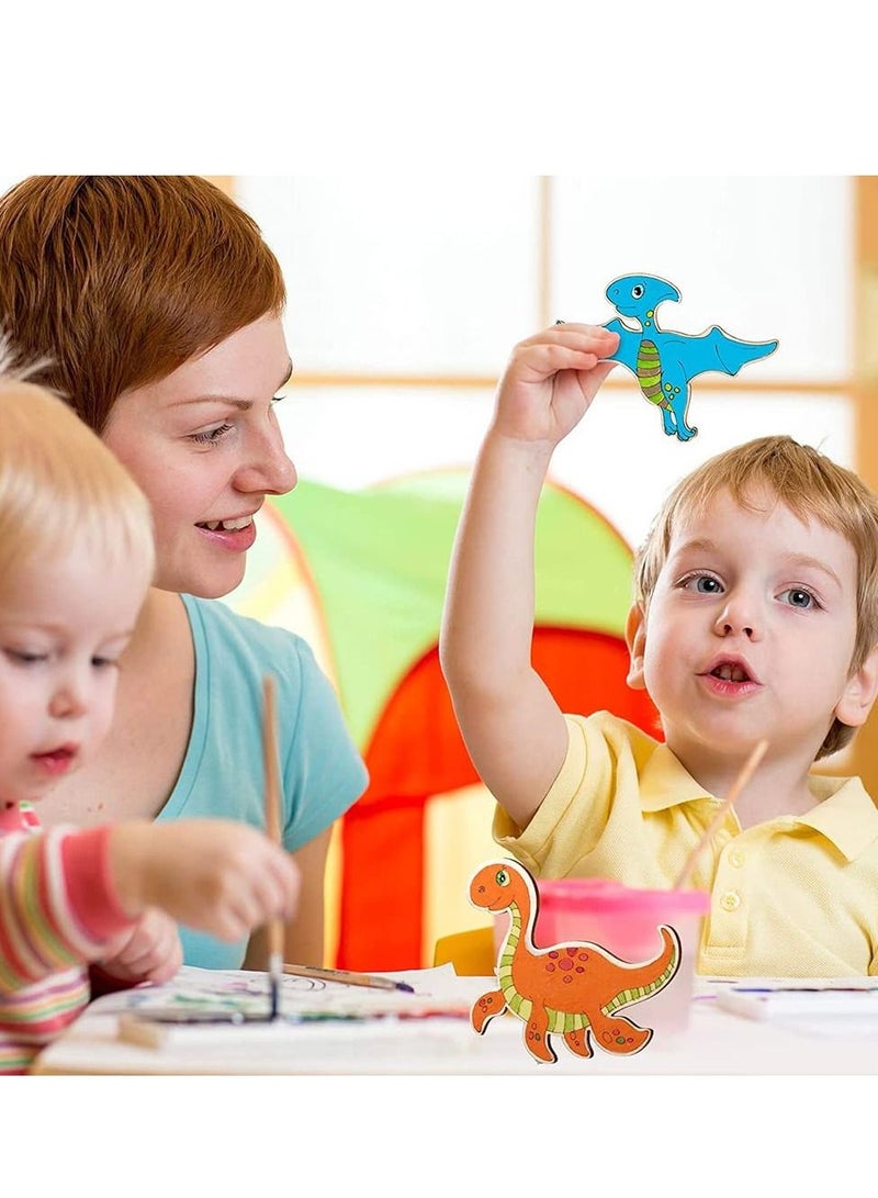 SYOSI قصاصات ديناصور خشبية غير مكتملة لصناعات الطلاء للأطفال قطع خشبية لديناصور للطلاء قطع خشبية حيوانات للحرف اليدوية في المنزل 40 قطعة/8*5 - Image 4