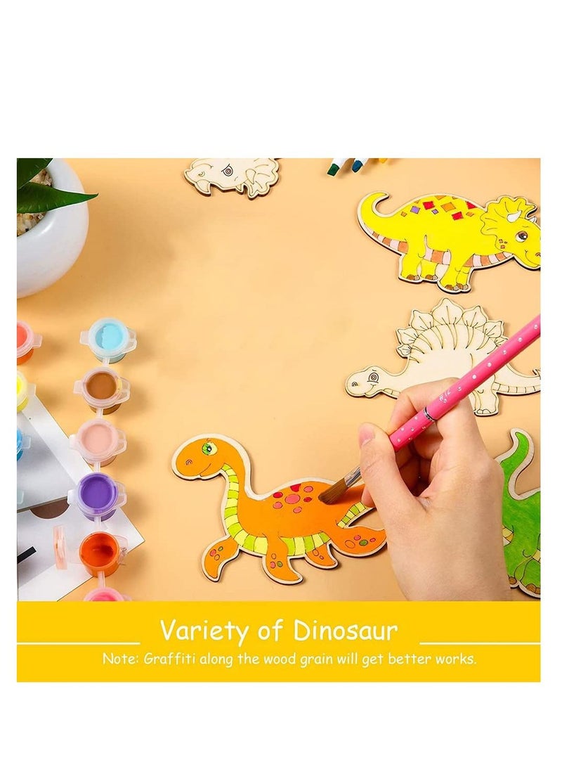 SYOSI قصاصات ديناصور خشبية غير مكتملة لصناعات الطلاء للأطفال قطع خشبية لديناصور للطلاء قطع خشبية حيوانات للحرف اليدوية في المنزل 40 قطعة/8*5 - Image 3