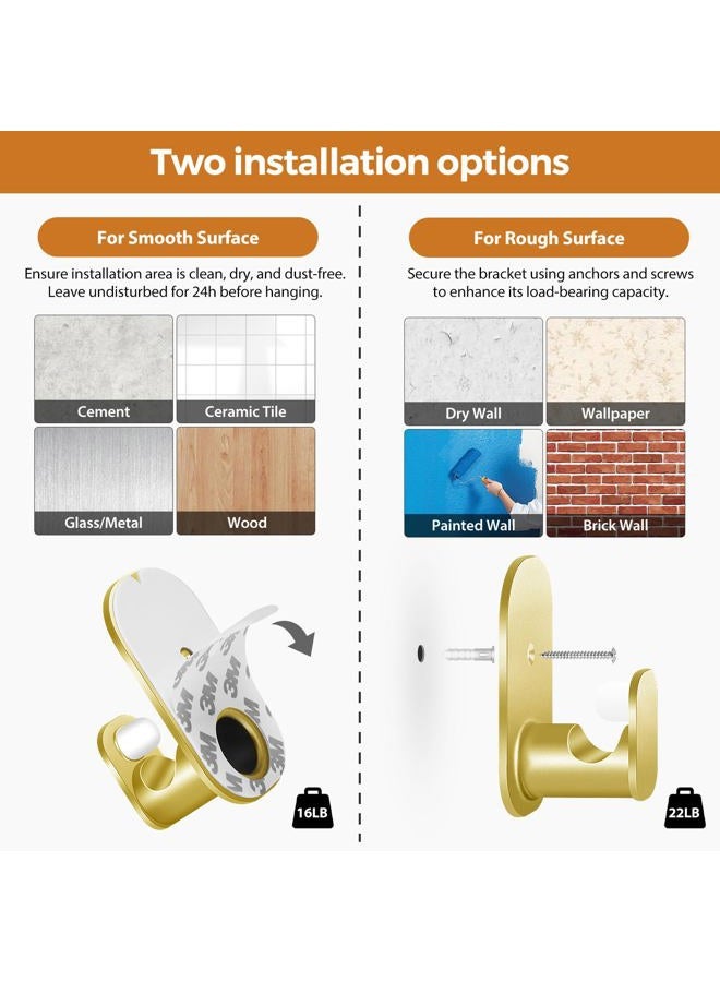 USFOOK Curtain Rods No Drilling 32 to 58 in, USFOOK 5/8 Inch No Drill Curtain Rods for Windows with 3M Adhesive Brackets, Renter Friendly Drapery Pole with Gold Round Finials - Image 3