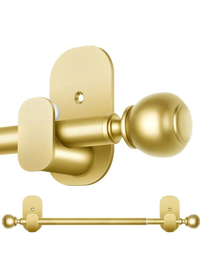 USFOOK Curtain Rods No Drilling 32 to 58 in, USFOOK 5/8 Inch No Drill Curtain Rods for Windows with 3M Adhesive Brackets, Renter Friendly Drapery Pole with Gold Round Finials - Image 1
