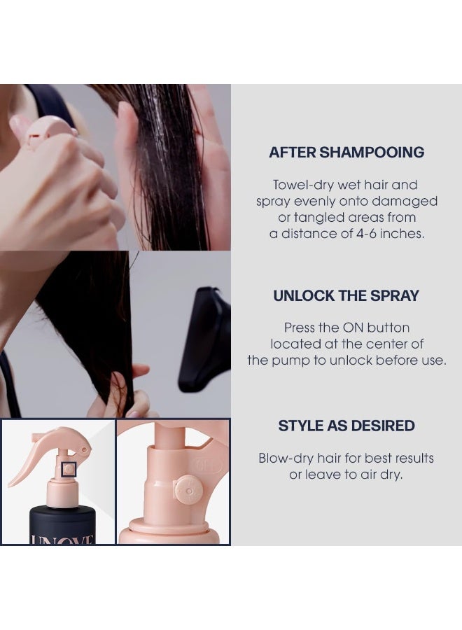 UNOVE No-Wash Water Ampoule Treatment 200ml/6.76fl.oz | Nourishing Hair Treatment Spray for Dry, Frizzy, Damaged Hair | Quick Frizz Control | Softness & Hydration - Image 3