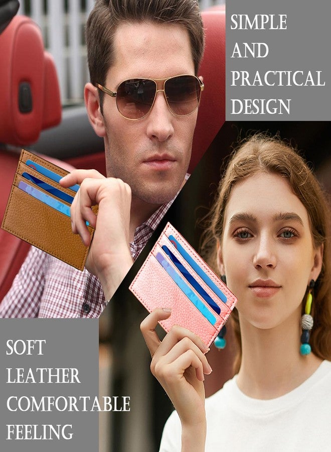 WOXVM Credit Card Holder Wallet RFID Blocking Slim Credit Card Cases Holder Premium Leather Minimalist Front Pocket Small Wallet with 6 Card Slots and 1 Pockets for Men Women, Pink, 4.13 inches x 2.95 - Image 5