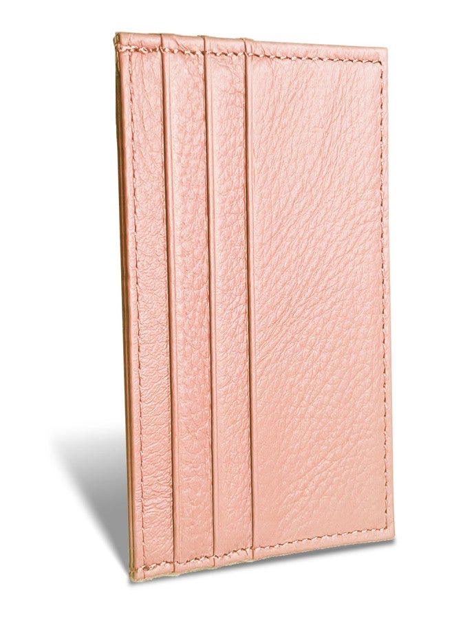WOXVM Credit Card Holder Wallet RFID Blocking Slim Credit Card Cases Holder Premium Leather Minimalist Front Pocket Small Wallet with 6 Card Slots and 1 Pockets for Men Women, Pink, 4.13 inches x 2.95 - Image 1