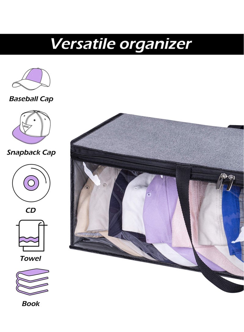 Hat Organizer, Hat Storage for Baseball Caps, Hat Bag, Baseball Cap Organizer, Hat Holder Rack with Carrying Handles & Lid, Portable Large Hat Box for Home Travel - Image 5