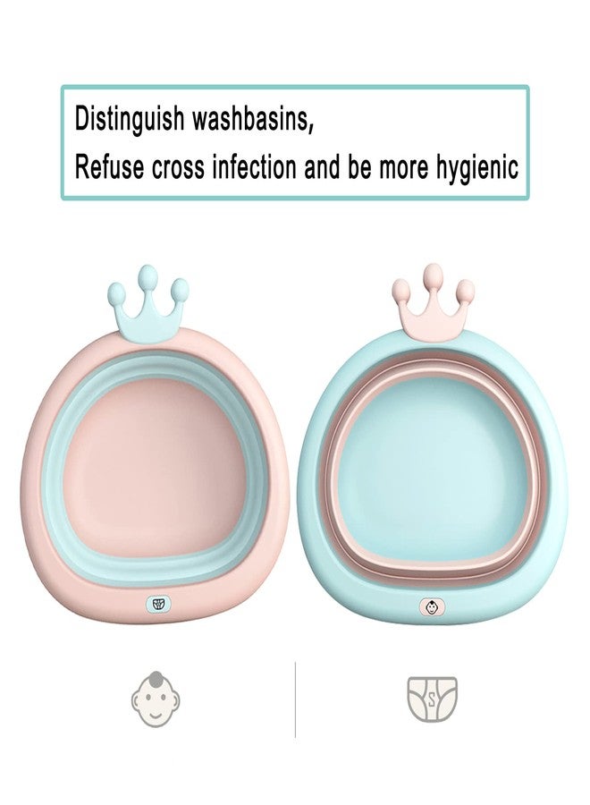 Airoads Collapsible Wash Basin for Baby, Multipurpose Portable Baby Wash Basin Washing Up Basin for Home, Kitchen, Outdoor Travelling (Pink+Blue) - Image 3