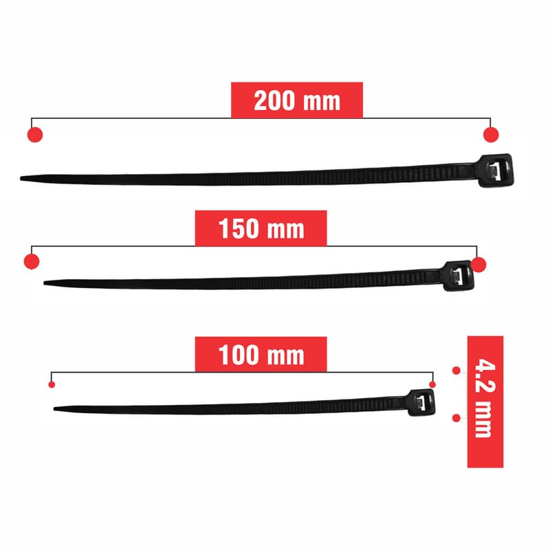 Pure Source India Teeth Grip Nylon Self Locking Cable Ties Black 150mm x 42mm 6inch pack of 600 Heavy Duty Strong Zip Wire Fastener Organizer Tie