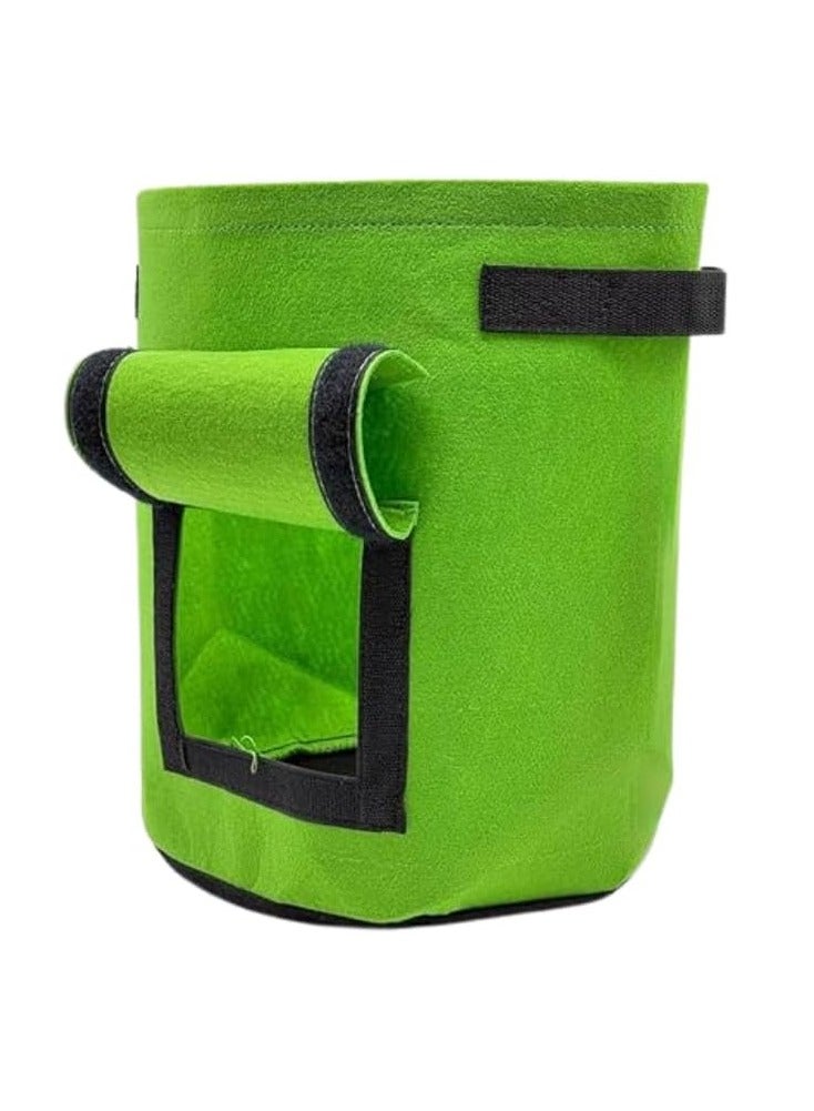 Generic Non Woven Round Fabric Potato Grow Bag, Colour - Green, Dimension: 35 CM Diameter X 40 CM Height with Flap Opening, Volume - 10 Gallon, Suitable For Potatoes, Carrots, Onions, Root Vegetables  - Image 1