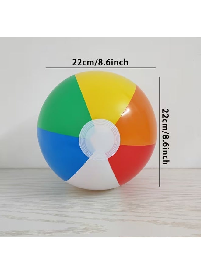 Goolsky 6pcs 12-inch PVC Inflatable Beach Ball, Colorful PVC Pool Toy, Birthday Party and Hawaiian Summer Decoration, Classic Rainbow Design, Essential for Pool Parties - Image 4