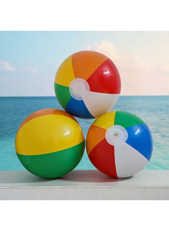 Goolsky 6pcs 12-inch PVC Inflatable Beach Ball, Colorful PVC Pool Toy, Birthday Party and Hawaiian Summer Decoration, Classic Rainbow Design, Essential for Pool Parties - Image 3