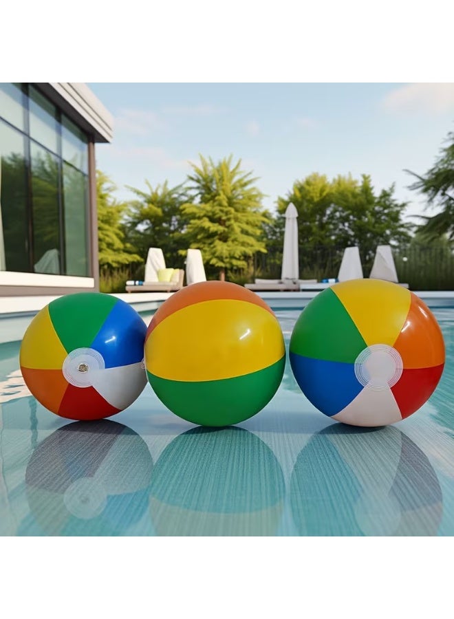 Goolsky 6pcs 12-inch PVC Inflatable Beach Ball, Colorful PVC Pool Toy, Birthday Party and Hawaiian Summer Decoration, Classic Rainbow Design, Essential for Pool Parties - Image 2