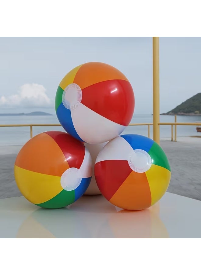 Goolsky 6pcs 12-inch PVC Inflatable Beach Ball, Colorful PVC Pool Toy, Birthday Party and Hawaiian Summer Decoration, Classic Rainbow Design, Essential for Pool Parties - Image 1