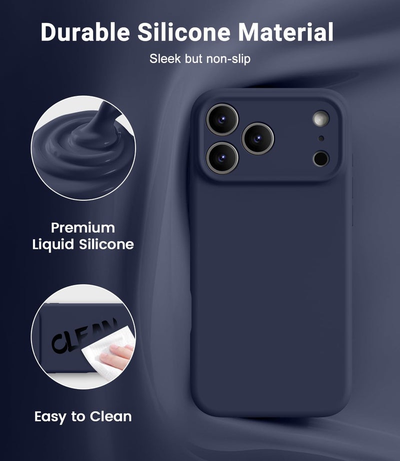 OTOFLY Magnetic for iPhone 17 Pro Max Case,Compatible with Magsafe,Classic Liquid Silicone Mobile Phone Case,Integrated Camera Control Button,Anti-Scratch Microfiber Lining, Midnight Blue - Image 3