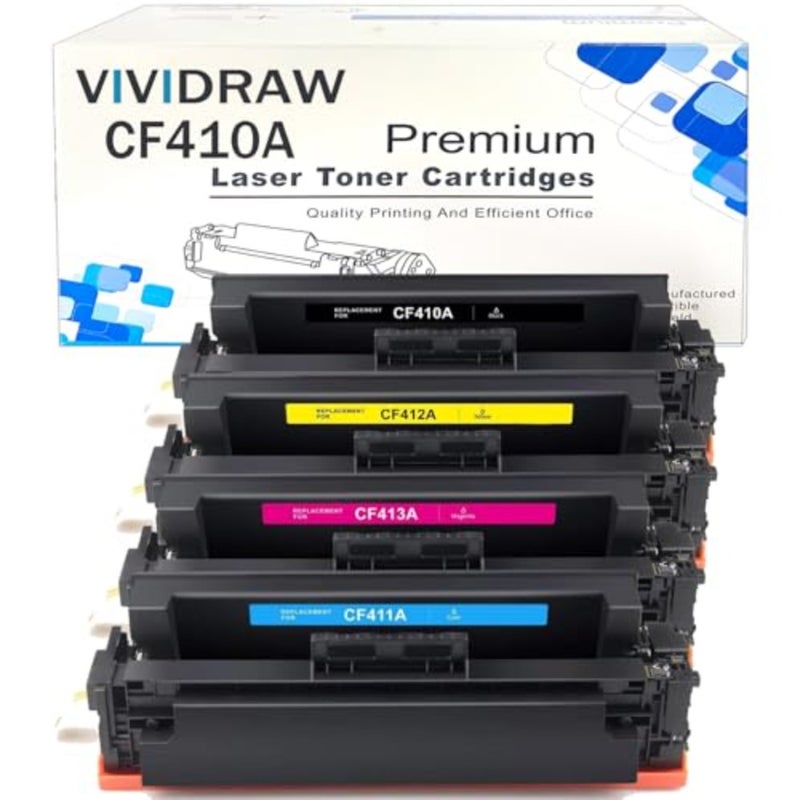 خرطوشة حبر بديلة لـ HP 410A CF410A CF411A CF412A CF413A متوافقة مع HP Color LaserJet Pro MFP M452dn/dw/nw M477fdw/fnw/fdn/M377dw عالية الإنتاجية، جودة ممتازة - Image 1