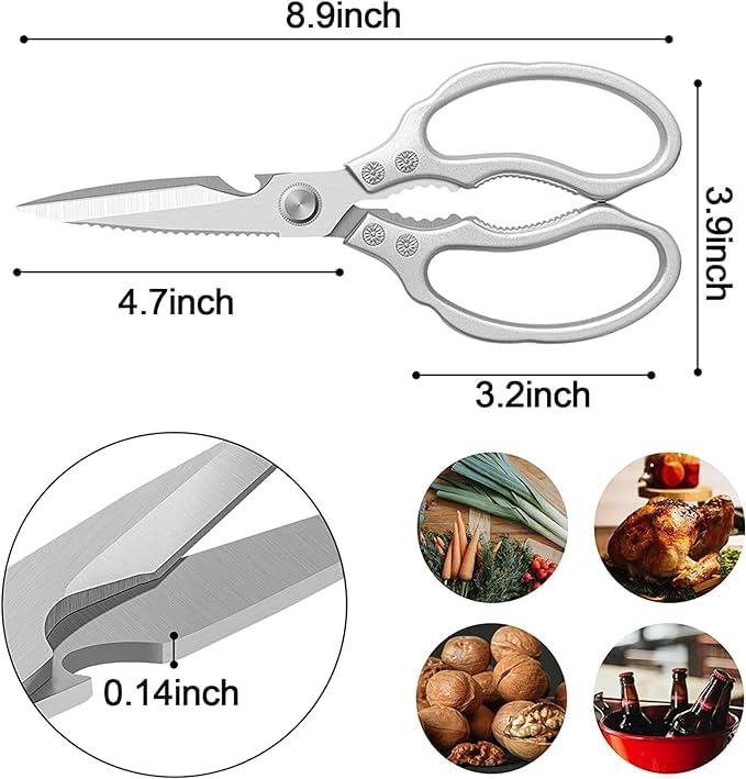 DEVKUVAR Multipurpose Stainless Steel Heavy Duty Ergonomic Kitchen Scissor with Comfort GripSilver Japanese Style - Image 3