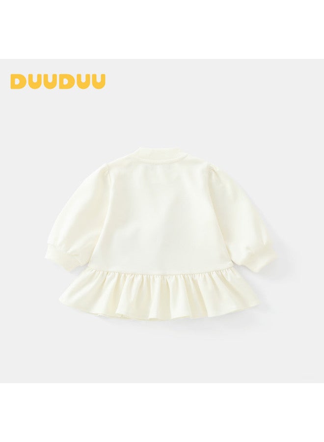 Duuduu Kids Sweatshirt Autumn Clothing Girls Baby Sweet Princess Top Toddler Long Sleeve Outwear Beige Size 73 - Image 2
