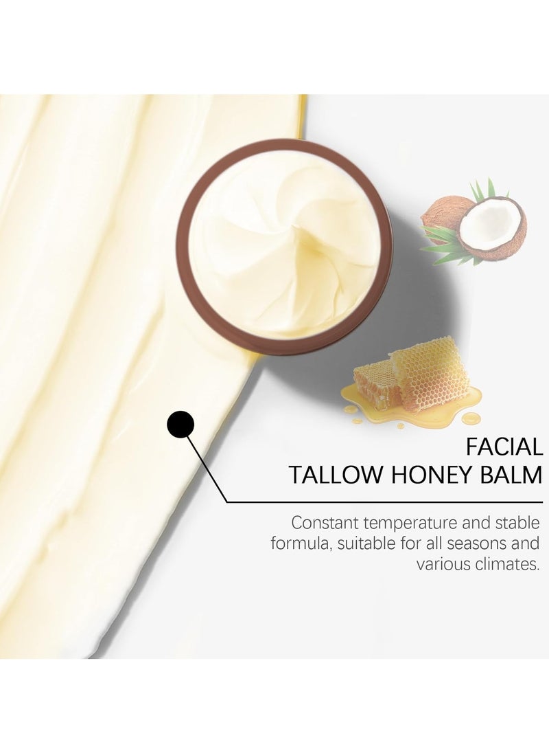 OUHOE - Beef Tallow Honey Balm - Beef Tallow for Skin with Beef Tallow and Honey, Moisturizing and Anti-Aging, Grass Fed Beef Tallow Face Cream - Image 1