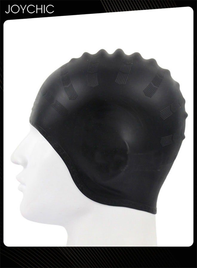 Joychic قبعات سباحة غير محددة الجنس من قطعتين لحماية الأذن، قبعات سباحة سيليكون مقاومة للماء وقابلة للمرونة للنساء والرجال - Image 2