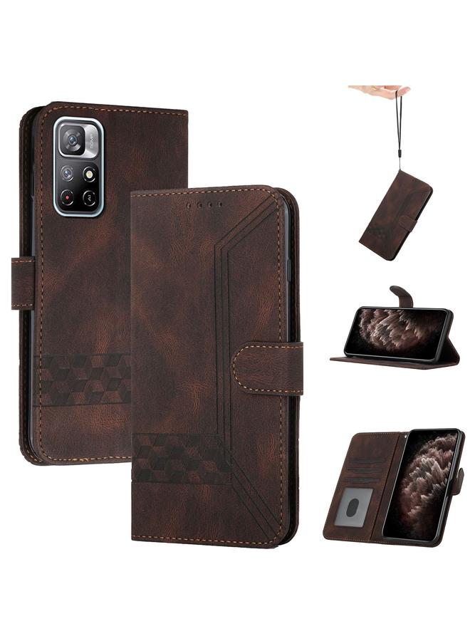 The Bros Case For Xiaomi Redmi Note 11 Cubic Skin Feel Flip Leather Phone Case