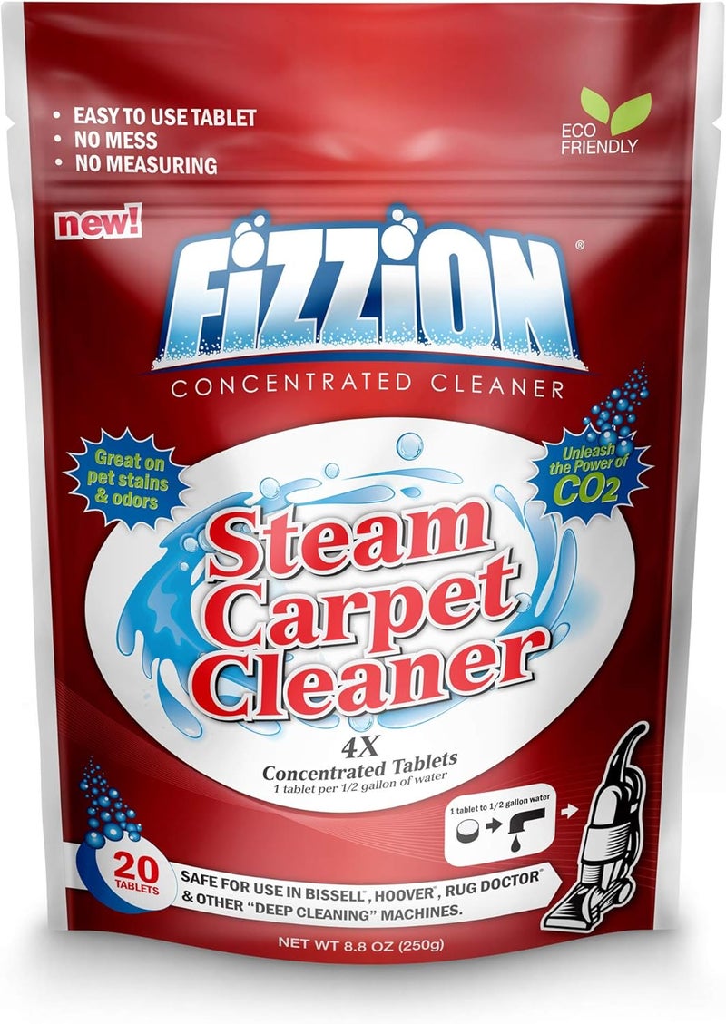 Fizzion Clean Steam Cleaner (20 Tablets) - Steam Cleaner Tablets Carpet Stain Remover, Odor Neutralizer & Upholstery Cleaner Makes 10 Gallons - Image 1