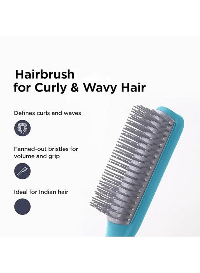 Hearts Hair Brush | Bristles Brush | Hair Brush With Paddle | Brush For Curly Wavy Hairs | Suitable For All Hair Types | Hair Brush Styling Hair | C19Ble | Blue - Image 3