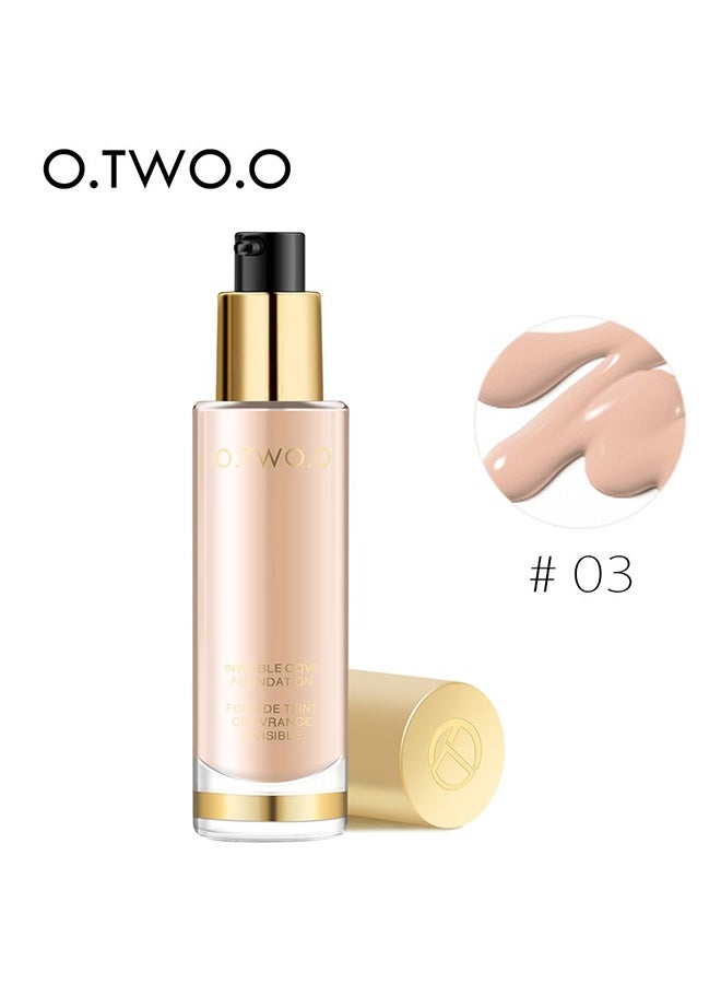 O.TWO.O Incisible Cove Foudation，Full Coverage Liquid Foundation, Smoothing Makeup Base Concealer Foundation, Matte Wear Concealer Sun Block Cream, Minimizes Pores, Hides Wrinkles - Advanced Real Moisture Foundation #Natural white  - Image 2