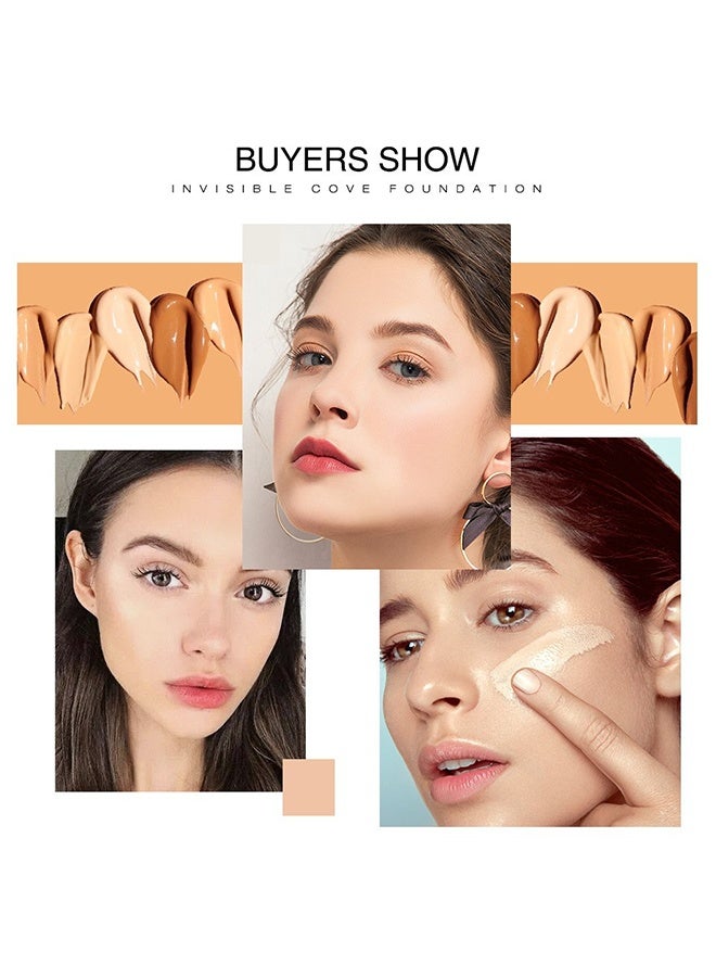 O.TWO.O Incisible Cove Foudation，Full Coverage Liquid Foundation, Smoothing Makeup Base Concealer Foundation, Matte Wear Concealer Sun Block Cream, Minimizes Pores, Hides Wrinkles - Advanced Real Moisture Foundation #Natural white  - Image 5
