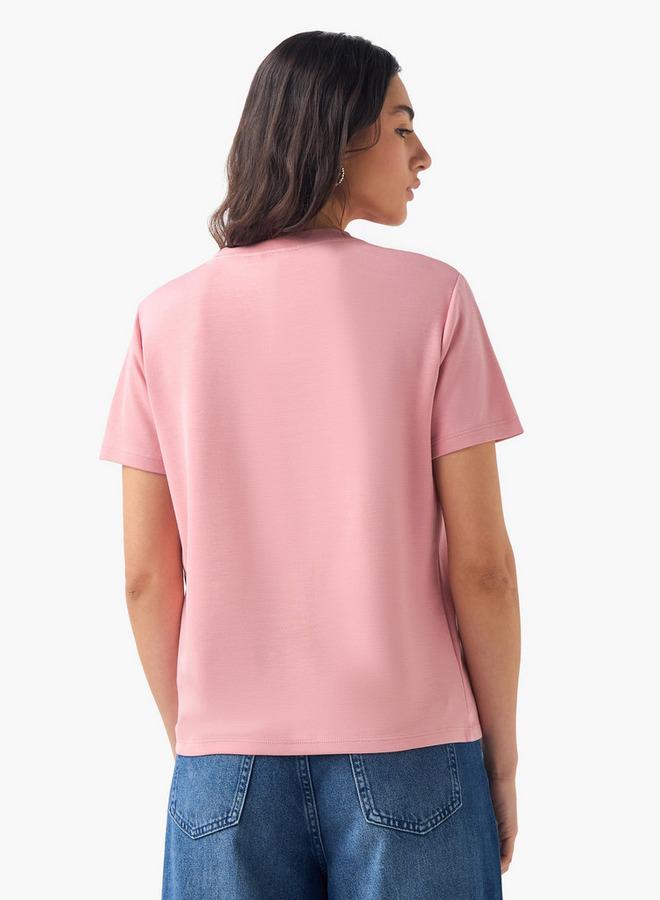 2Xtremz Floral Applique T-shirt with Short Sleeves - Image 3