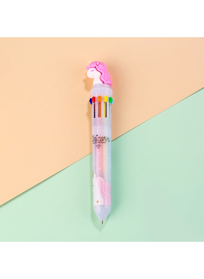 Autonomy Creative Stationery Ten Color Ballpoint Pen Cartoon Student Color Hand Account Pen Girl Heart Multi-color Press Ballpoint Pen - Image 1