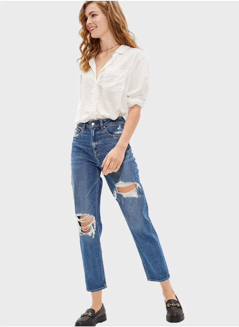 American Eagle Ripped Straight Jeans