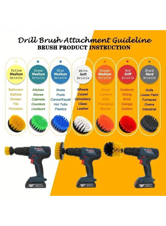 Red 4 Inch Drill Brush Attachment For Bathroom Upholstery Multipurpose Cleaning - Image 4